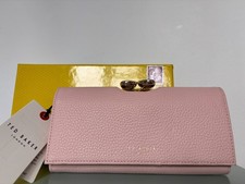Ted Baker Pink  Genuine  Leather Purse Metal Clasp