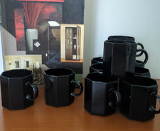 2 Vintage Arcoroc Black Octime