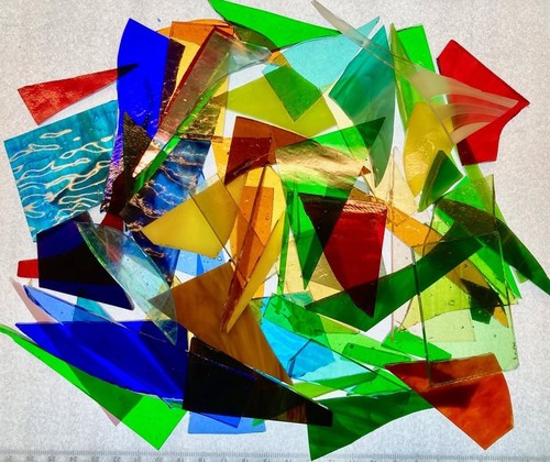 Stained glass offcuts mixed - stained,