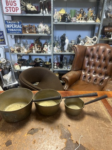Antique set brass sauce - 3,