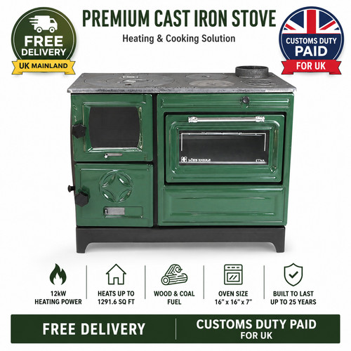 Cast iron wood burning stove - wood,