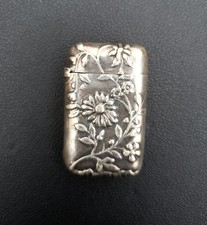 Silver Vesta Match Case with Striker French Art Nouveau