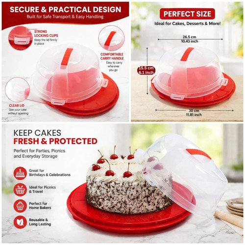 Resuable red plastic cake - resuable,