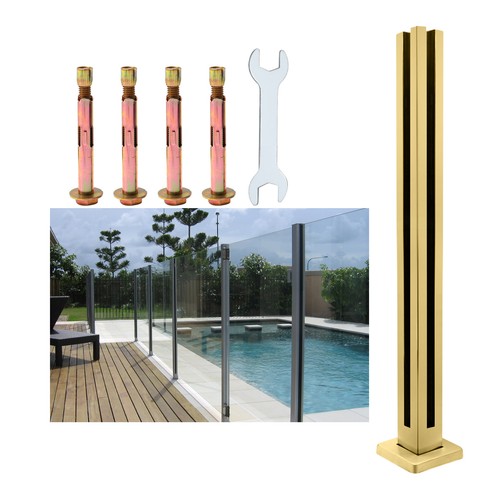 Gold glass panel post - gold,