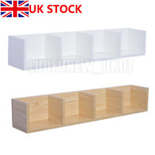 Wooden Wall Mount Media Storage Cabinet CD Shelf Organizer DVD Rack with 4 Cells