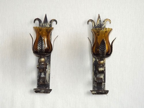 Pair hand forged wrought iron - pair,
