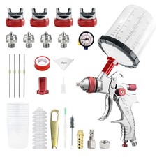 HVLP Spray Paint Gun 1.4-2.5mm Nozzles 650ML Cup Automotive Car Paint Tool Red