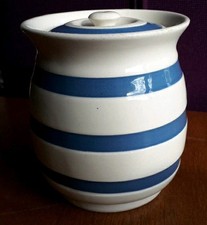 Vintage Staffordshire Blue And White Chef Ware Lidded Storage Container BA