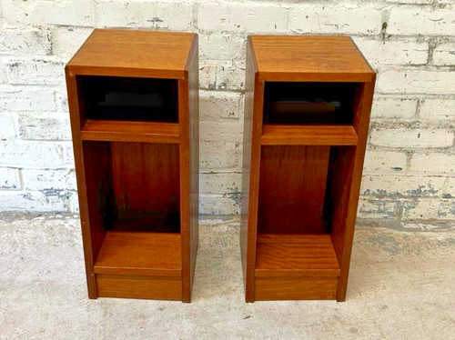 Pair teak bedside cabinets - pair,