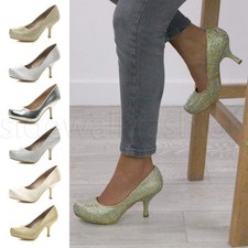 Womens ladies low mid heel