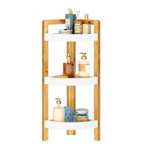 Bamboo Wooden 3-Tier Corner Caddy Freestanding Rack Bathroom Organiser Unit