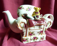 Rare Royal Albert Old Country Roses Teapot ‘Teddy Bear Armchair’ Paul Cardew   