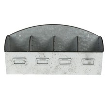 White Cubby Pigeon Hole Storage Rack - Metal Zinc Distressed
