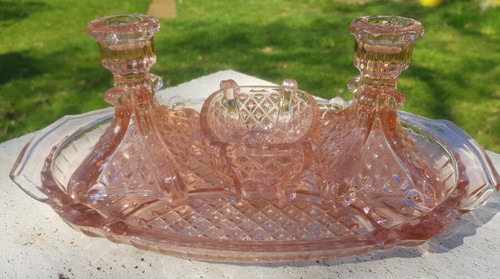 Vintage pink glass dressing - vintage,