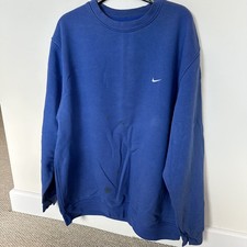 Vintage Nike Crewneck Swoosh Blue Sweatshirt Jumper Mens Large