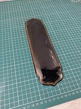 Vintage Ceramic Black Push Finger Plate with  Gold Rim - Antique Art Deco 1920's