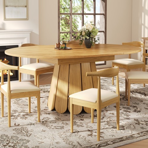 Round extendable dining table - dining,
