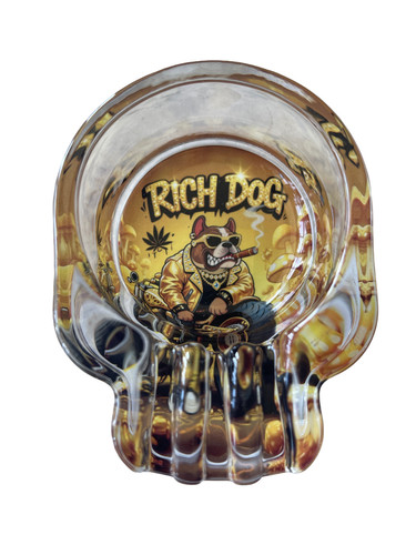 Glass ashtray rich dog - rich, ash