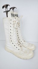 Palladium EU 39 UK 5.5 Off White Boots Women's Canvas Lace Up High Mid Calf Shoe