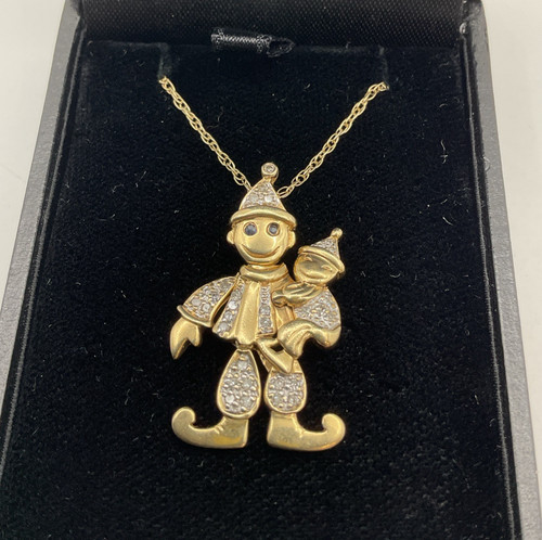 9ct gold necklace - &, clown