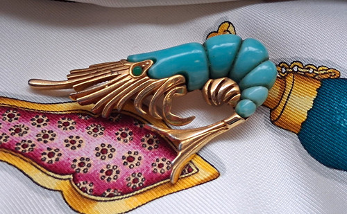 Vintage sphinx shrimp brooch - shrimp,