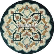 Mosaic Marble Round Coffee Table Malachite Inlay Cubes Furniture Art Decor H3909