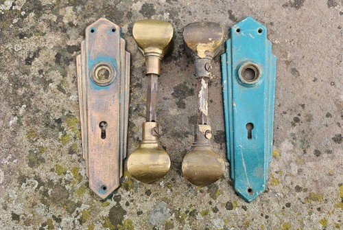 Vintage brass door knobs - vintage,