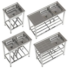 Catering Stainless Steel Sink Kitchen Single Double Bowl Reversible Drainer Unit
