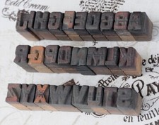 A-Z alphabet letterpress wooden printing blocks wood type vintage printer typo..