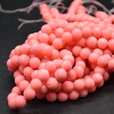 Pink Coral Frosted Round Beads