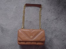 DKNY Becca Flap Shoulder Bag Cashew Brown Leather