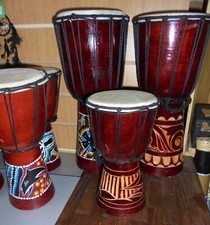 Handmade fair trade Djembe Bongo  drum 50cm, 40cm, 30cm, 20cm, new UK dispatch