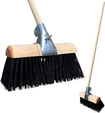 13" Outdoor Broom Heavy Duty Yard Brush Stiff PVC Bristle Sweeping Head Handle
