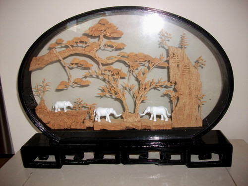 Vintage chinese cork carving - chinese,