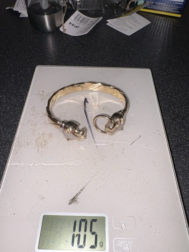 9ct gold panther head bangle - panther,