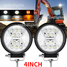 Pair 4" 72w 12/24v Led flood light Work Lights Lamp Fit Tractor Exavator Digger
