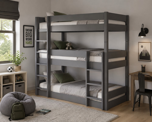 Anthracite triple bunk bed - bunk,