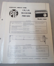 Vintage PYE FM/AM Transister Portable Radio  Workshop Service Sheet Model 1383