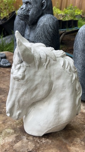 White solid concrete horse - concrete,