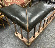 Antique Brass Copper & Green Leather Club Fender Fireside Seat