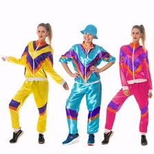 80s Shell Suit Costume Scouser Tracksuit Womens Adult Ladies Fancy Dress Outfit