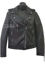 Ladies Leather Jacket Classic Biker Style Black REAL Leather Jacket P-684
