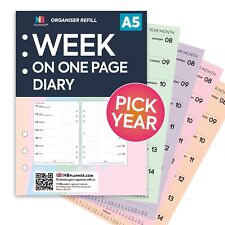 2026 or 2027 A5 Filofax COMPATIBLE Week on one page diary organiser refill