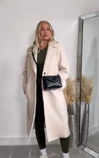 ZARA BOUCLÉ COAT ECRU FLAT