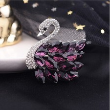 Swan Purple Crystal Silver