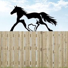 Garden Stake Iron Black Ornament Horse Statue Lawn Decoration Garden Horse Decor