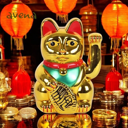 Gold money cat waving chinese - gold,