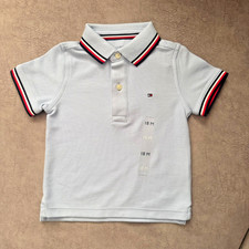 Tommy Hilfiger Baby Boys Piqué Polo – Light Blue, Tipped Collar – Size 18M – NWT