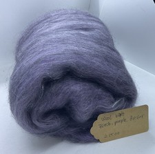 Hand Carded Wool Batt Blacks Purples Firestar 2.15 Oz Spinning