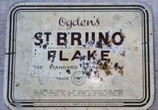 Ogdens St Bruno Flake Tin,  used age related condition, some rust 